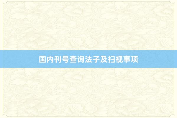 国内刊号查询法子及扫视事项