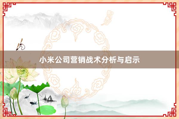 小米公司营销战术分析与启示